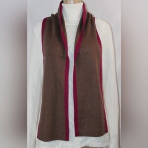 Land'End Scarf Brown And Fuchsia Knitted Unisex 60" Long by 8" Wide Soft Warm